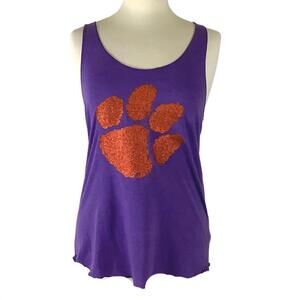 NEW LIVY LU women's clemson university glitter tank top in purple